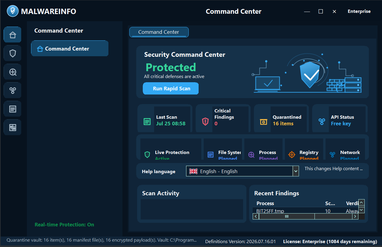 Malware INFO Command Center