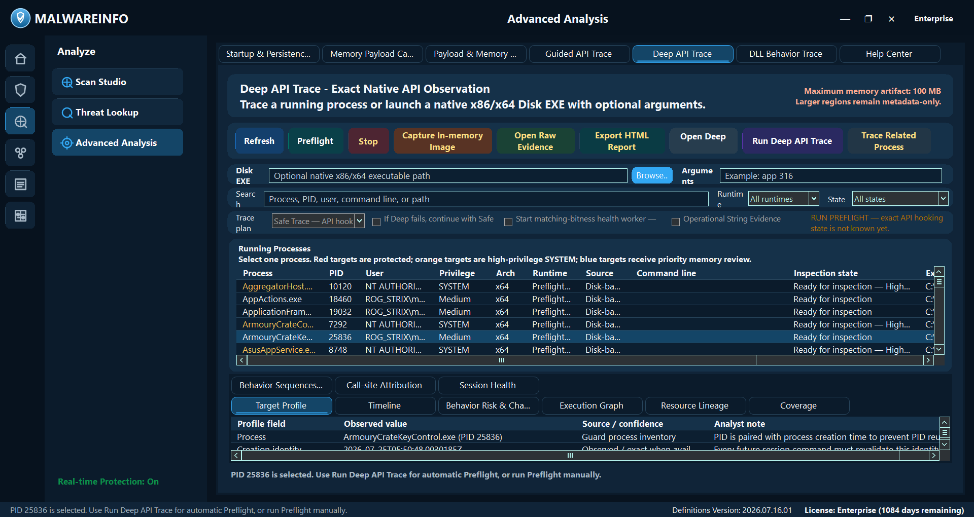 Malware INFO Deep API Trace workspace
